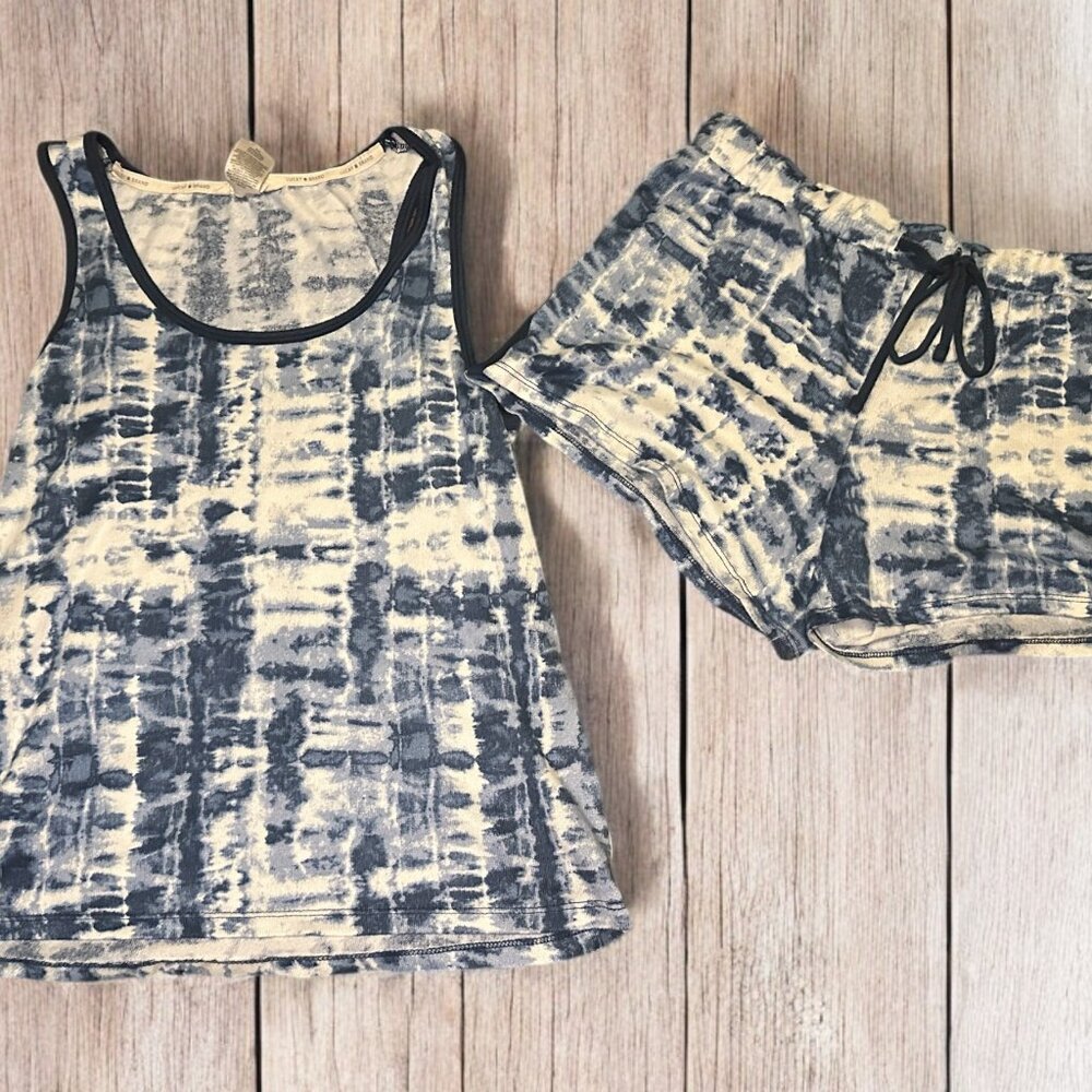 Lucky Brand‎ Women's Super Soft Knit Winter Tie Dye PJ Pajamas Set Blue Size S